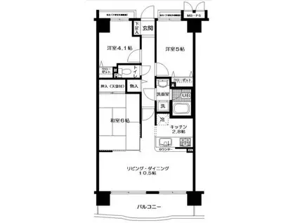 日神パレステージ伊勢佐木(3LDK/4階)の間取り写真