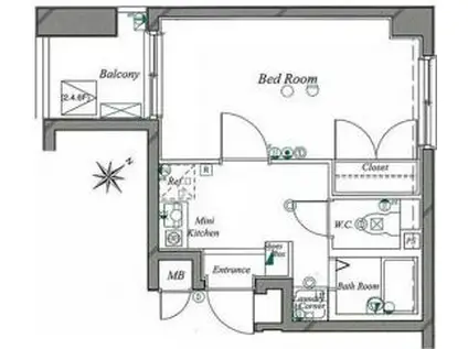 VIDA014(1K/2階)の間取り写真