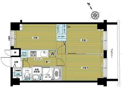 フェニックス日本橋兜町弐番館(3K/7階)の間取り写真