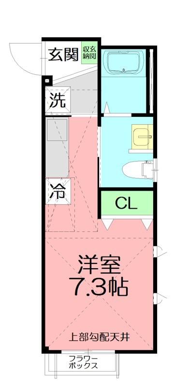 コントレイル湘南(ワンルーム/2階)の間取り写真