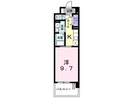 エムウッドグラツィア(1K/6階)の間取り写真