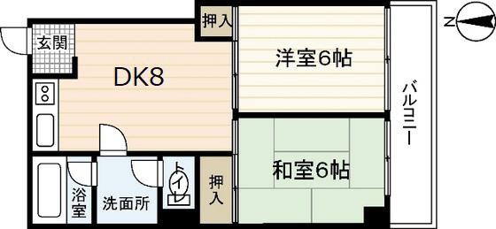 メゾン萩(2DK/2階)の間取り写真