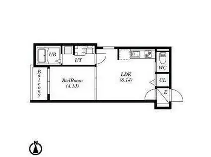 ウエスト名駅(1LDK/3階)の間取り写真