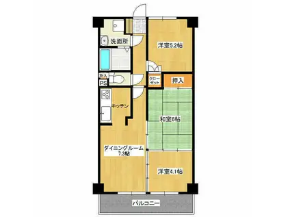 ファーストステージつくば荒川沖(3LDK/7階)の間取り写真