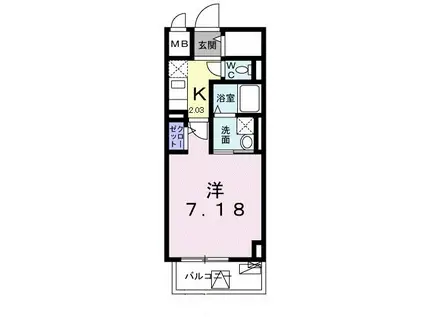 クレスト 中六(1K/7階)の間取り写真