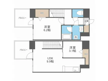 MODERN PALLAZO博多駅南AXIA(2LDK/12階)の間取り写真