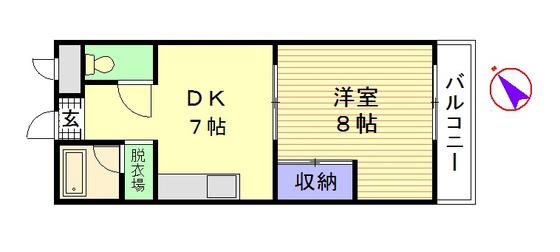 スライブ皆実(1DK/2階)の間取り写真
