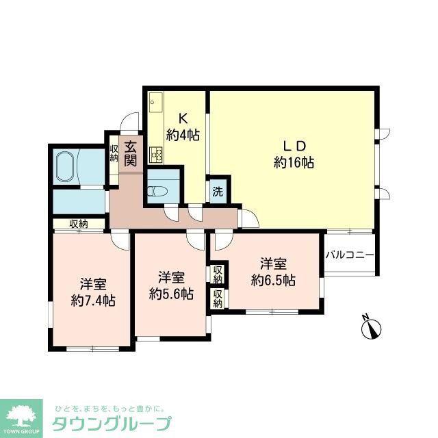 リズ松原II(3LDK/1階)の間取り写真