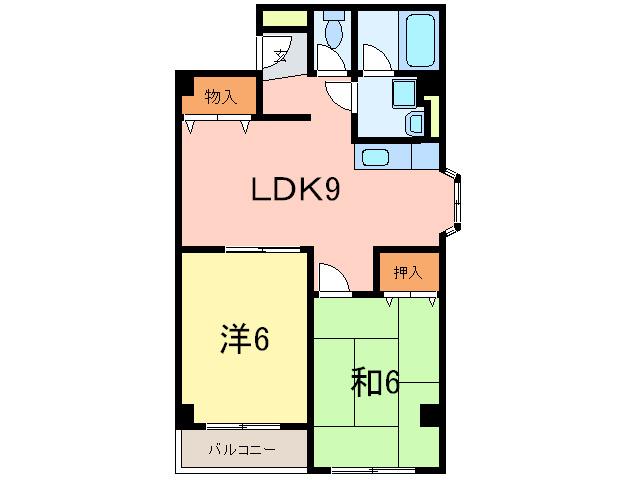 コーポラス森(2LDK/4階)の間取り写真