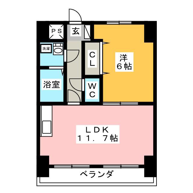 モアナコート(1LDK/7階)の間取り写真
