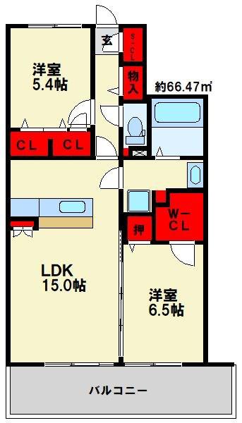 グランソレイユ(2LDK/3階)の間取り写真