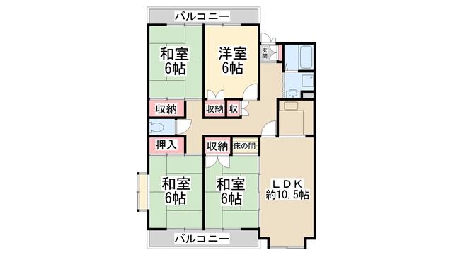 ヴィラ花屋敷(4LDK/2階)の間取り写真