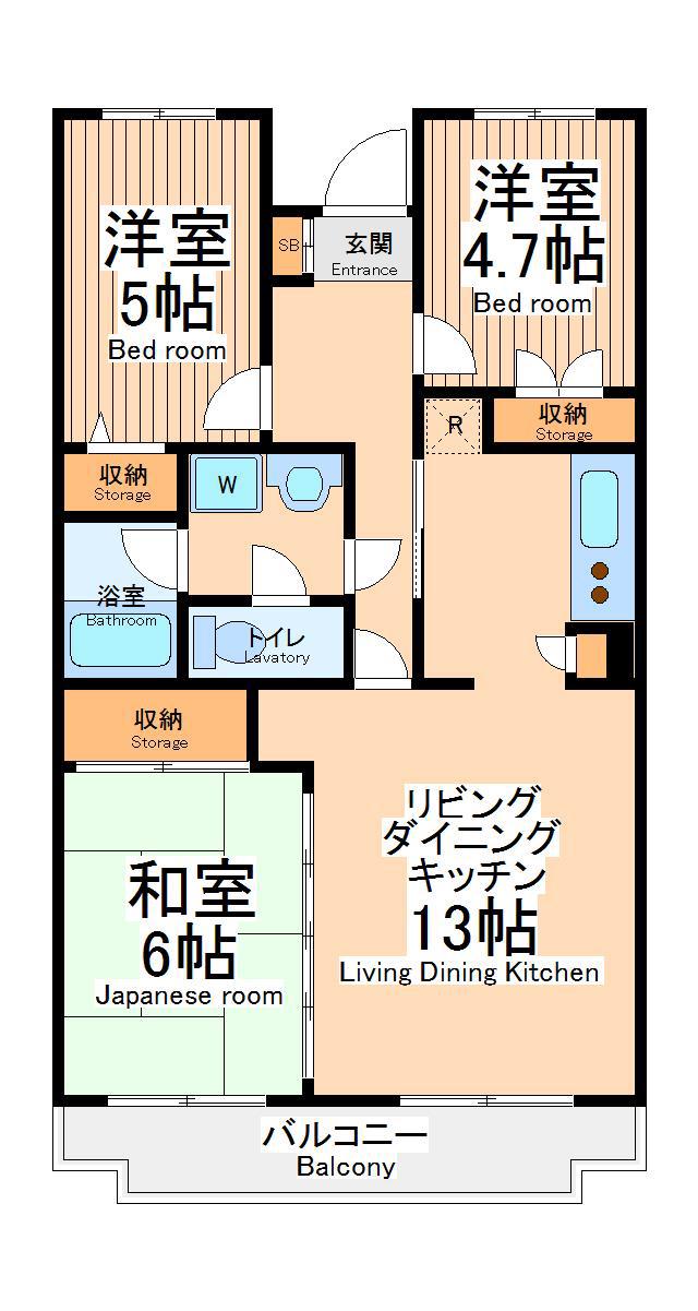 グランドヒル(3LDK/4階)の間取り写真