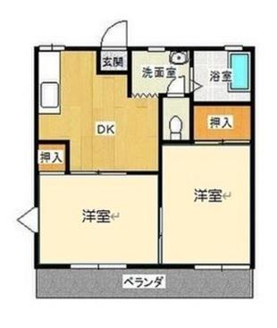 泉町グリーンハイツ(2DK/2階)の間取り写真