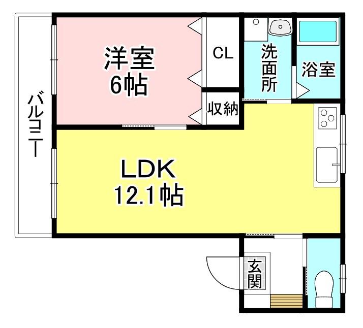 スカイハイツI(1LDK/2階)の間取り写真