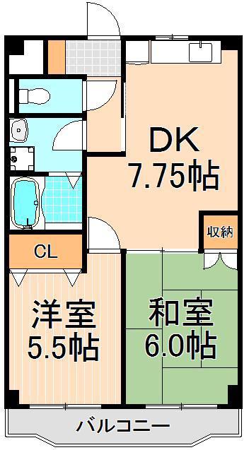 メゾンドボヌール(2DK/3階)の間取り写真