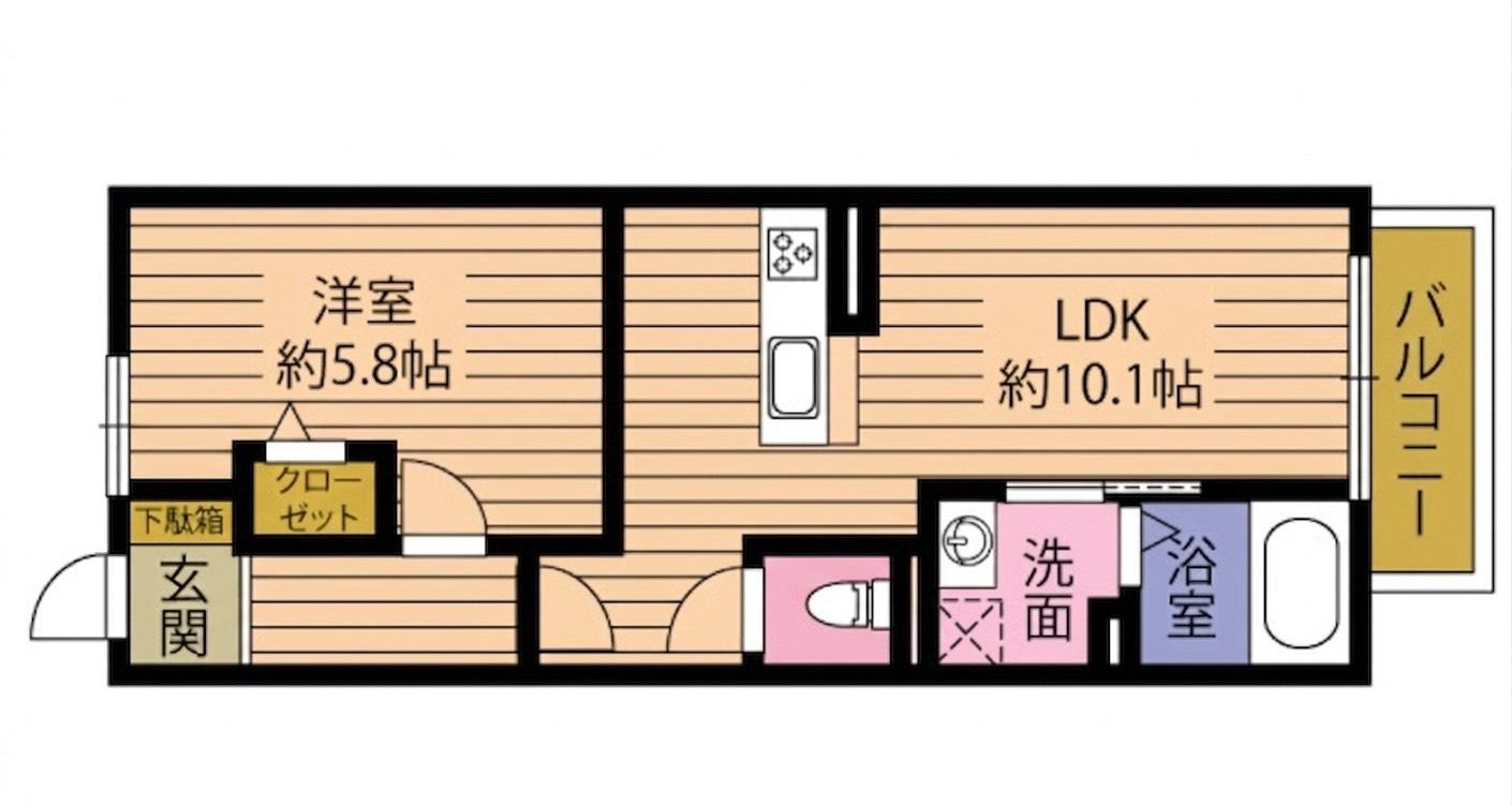 GOLD HEIMII(1LDK/1階)の間取り写真