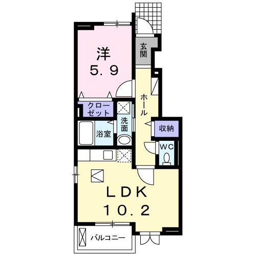 フォーチュン・プレイス(1LDK/1階)の間取り写真