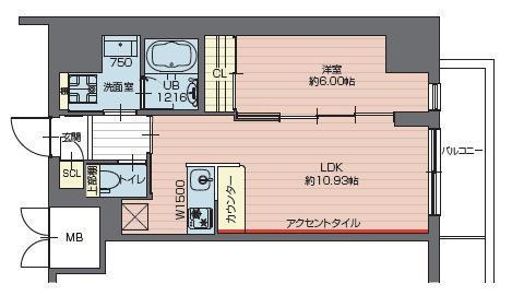 プレジオ西新井(1LDK/8階)の間取り写真