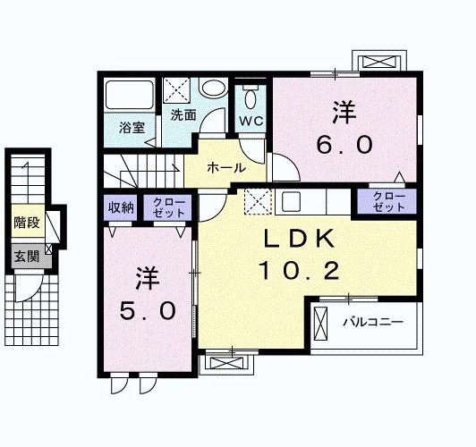 K・T ANGEIII(2LDK/2階)の間取り写真