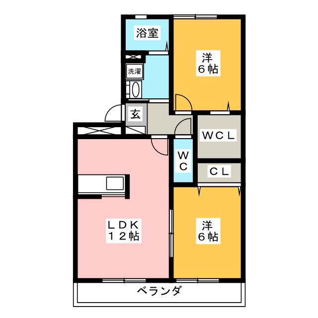ルミエールA(2LDK/2階)の間取り写真