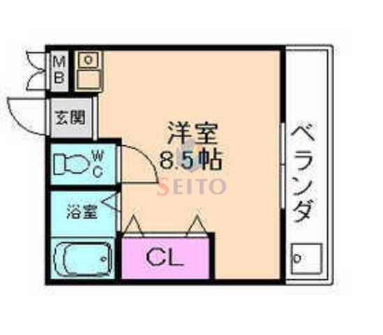 スカイコート柴原町(ワンルーム/2階)の間取り写真