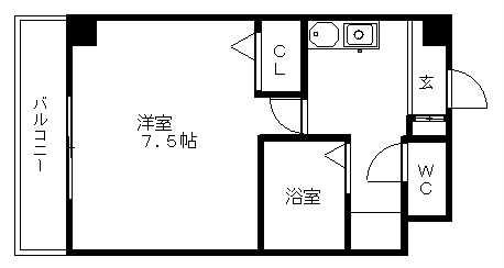 ラフィネ高峯(1K/4階)の間取り写真