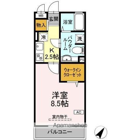 サニーフラット三ツ沢(1K/2階)の間取り写真