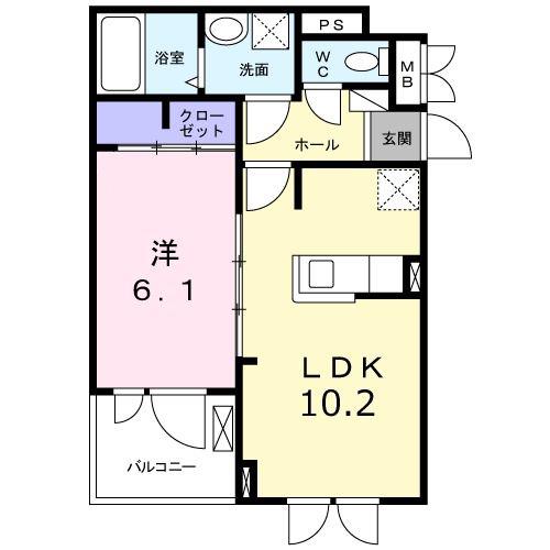 ラグナリーデン(1LDK/2階)の間取り写真