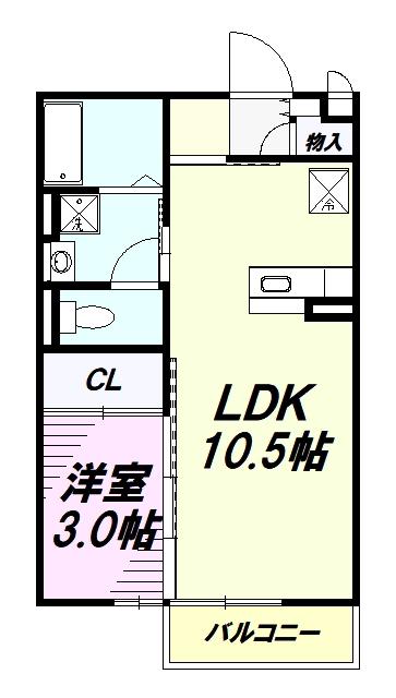 レセンテ(1LDK/2階)の間取り写真
