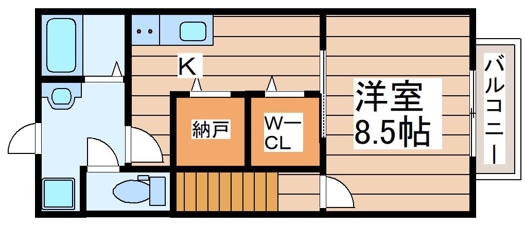 仙台市地下鉄東西線 薬師堂駅(宮城) 徒歩1分 2階建 築8年(1K/2階)の間取り写真