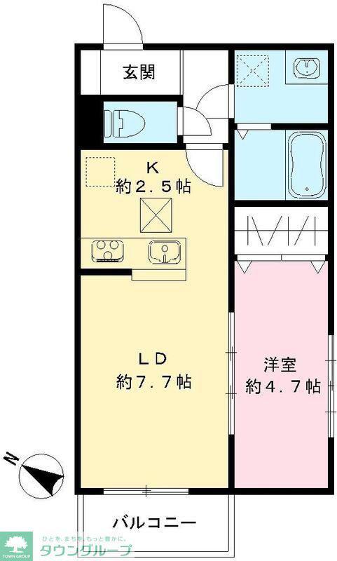 LUMORA玉南(1LDK/1階)の間取り写真