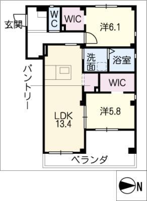 LA VERITE(2LDK/2階)の間取り写真