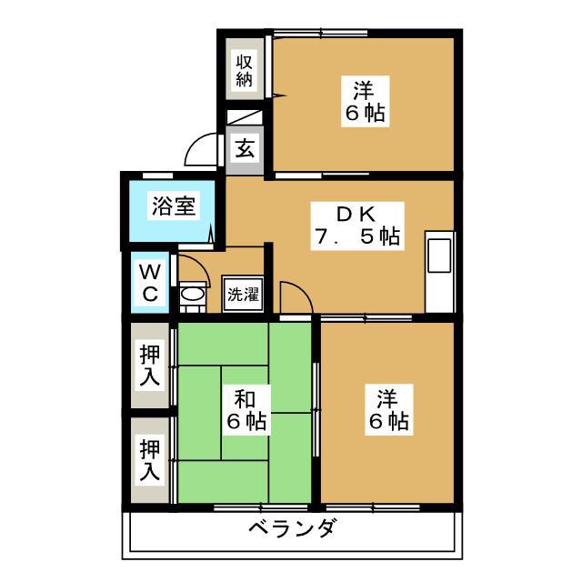 セジュール村田(3DK/1階)の間取り写真