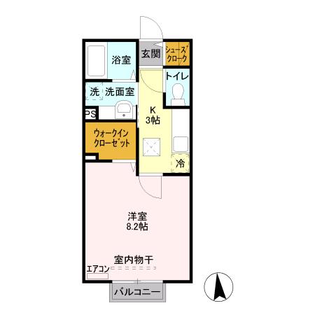サンクテュエールII(1K/1階)の間取り写真