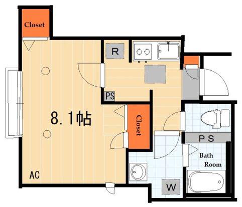 エスタシオン長崎(1K/1階)の間取り写真