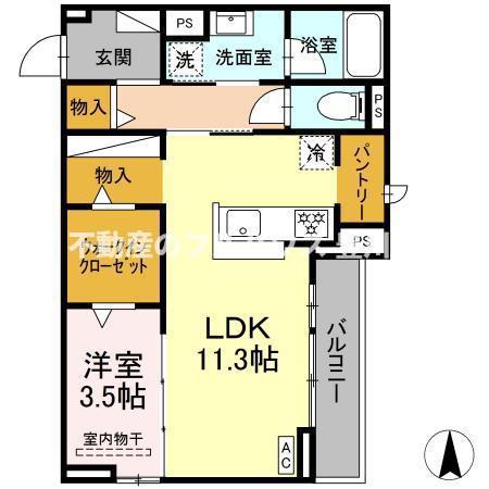 D-AVANCE西塚(1LDK/2階)の間取り写真
