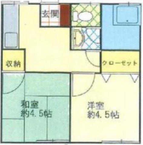 都筑荘(2K/2階)の間取り写真