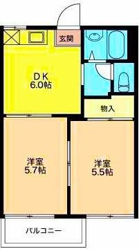 タウニィ88 B(2DK/1階)の間取り写真