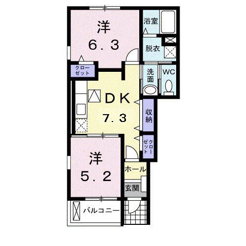 カルム・シャンブールIII(2DK/1階)の間取り写真