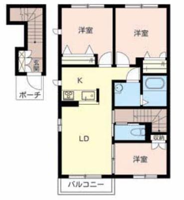 シャーメゾン青山北(3LDK/2階)の間取り写真