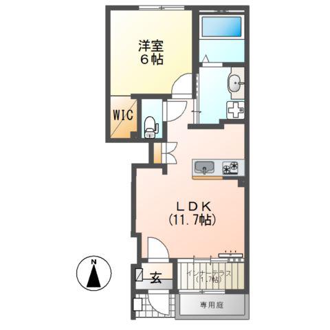 西塚町2丁目アパート(1LDK/1階)の間取り写真