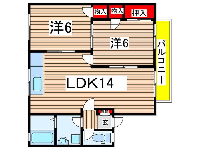 セジュールKONO(2LDK/1階)の間取り写真