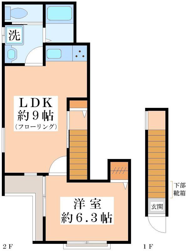 コーポフジ(1LDK/2階)の間取り写真