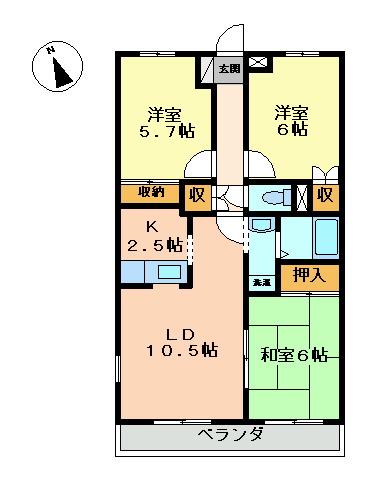 グレースヴィラ(3LDK/1階)の間取り写真