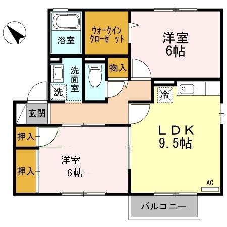 サンシャイン玉芙蓉 C棟(2DK/2階)の間取り写真