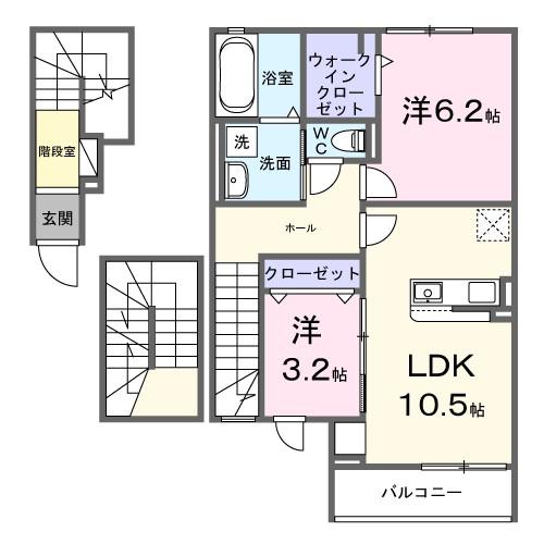 JR東海道本線 鴨宮駅 徒歩20分 3階建 新築(2LDK/3階)の間取り写真