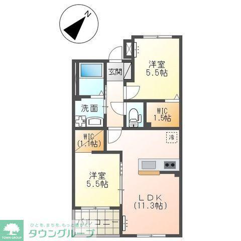 エスポワール ESPOIR(2LDK/1階)の間取り写真