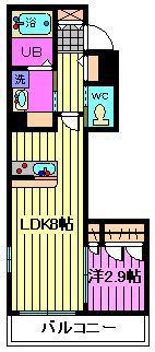 クレア美園(1LDK/2階)の間取り写真