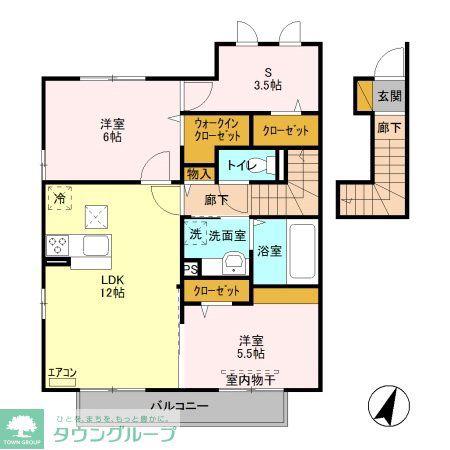 バレーヌ B(2SLDK/2階)の間取り写真